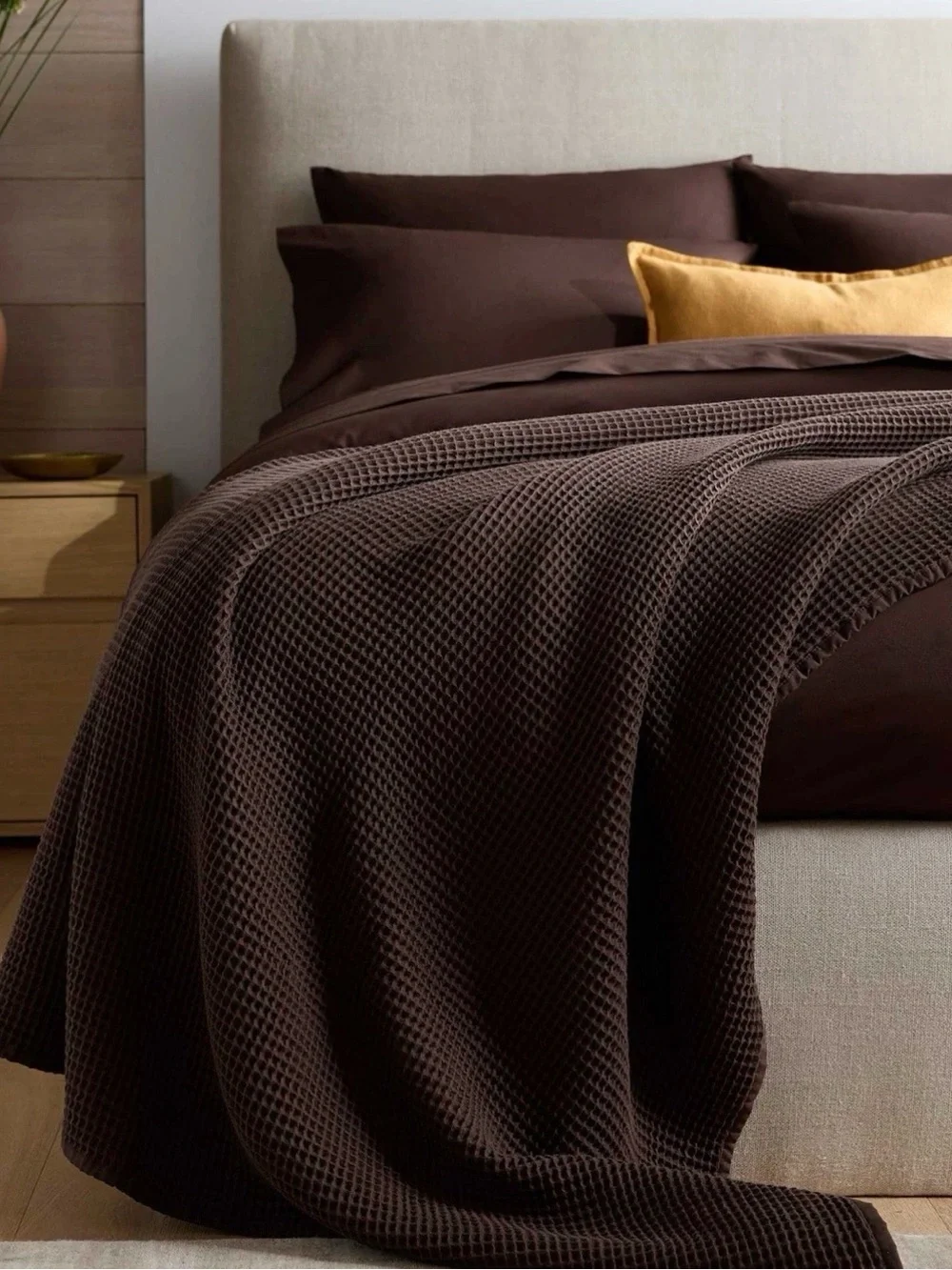 Quince Organic Waffle Bed Blanket Espresso